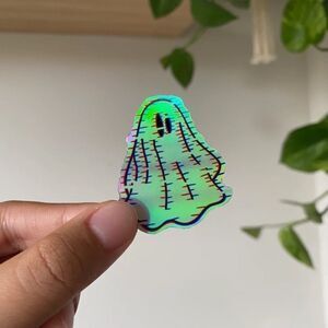 3/$20 Vinyl Holographic Sticker | Glitched Ghost | Holographic | Halloween